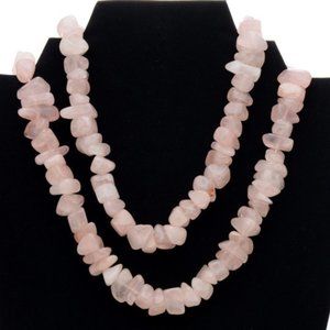Pink Quartz Necklace - Vintage - 36 inches Long